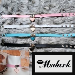 Pick 2! NEW! 4 Colors Sexy Dog Collar Fetish Heart Choker Necklaces ADJUSTABLE